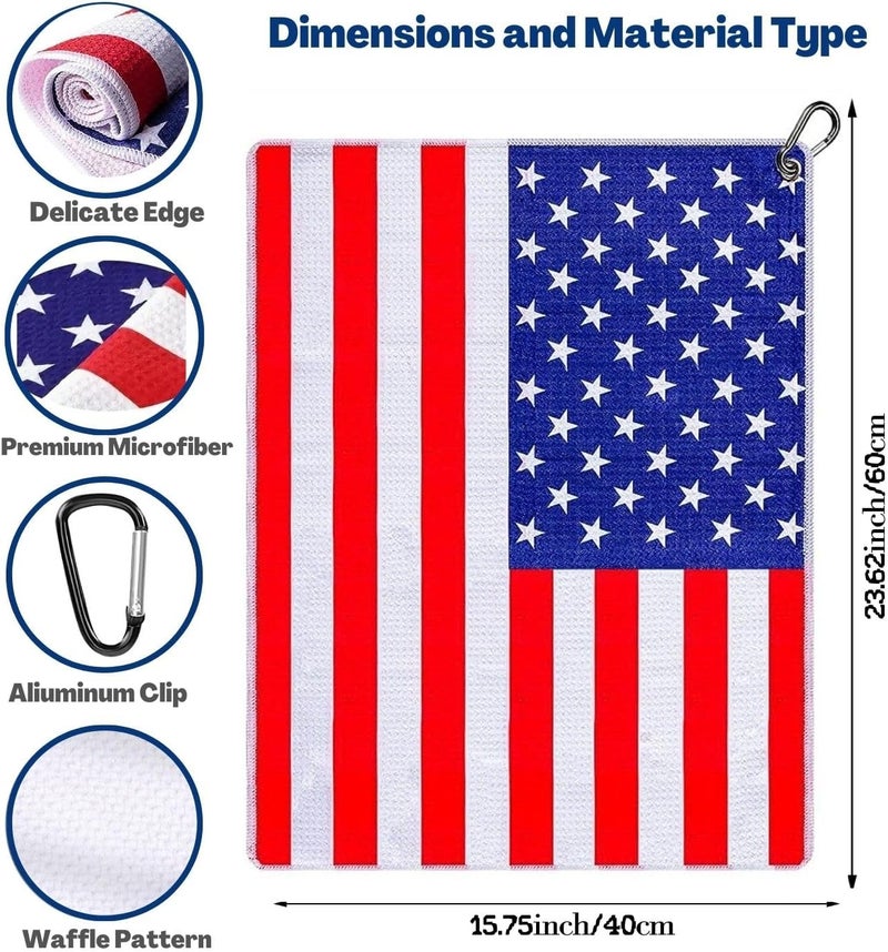 botogift Funny Golf Towel, Printed Golf Towels for Golf Bags with Clip, Golf Gift for Men Husband Boyfriend Dad, Birthday Gifts for Fan - USA Flag - Image 2